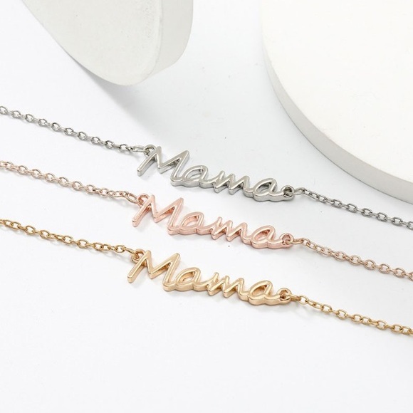 Mother’s Day Mama letter Charm with Chain Link gold silver & rose gold Bracelet - Picture 2 of 16